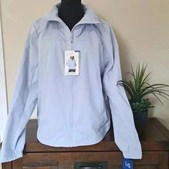 Mondetta Women’s Jacket Light Blue  Large Rain Jacket NWT Spring Fall Coat - Picture 1 of 15